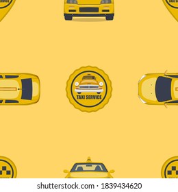 Seamless pattern on the theme of taxi. Yellow pattern.