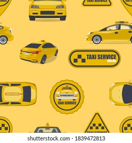 Patrón sin foco sobre el tema del taxi. Patrón amarillo.