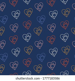 Seamless pattern on the theme of Tu B'Av on August 4-5. Decorated outline symbol.