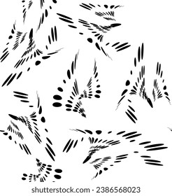 Seamless pattern on the theme of wings, flight, takeoff, soaring. Halftone, dotted execution. Vector.