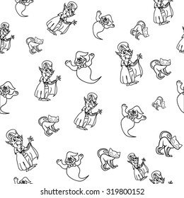 Seamless pattern on the topic Hellion, ghosts, Dracula
