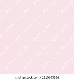 Seamless Pattern On The Topic Of Sleep A Night With Repeated Letters ZZZ In Soft Light Pink.