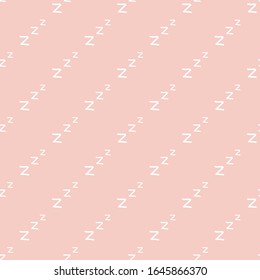 Seamless Pattern On The Topic Of Sleep A Night With Repeated Letters ZZZ In Soft Light Pink.