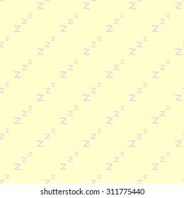 Seamless pattern on the topic of sleep a night with repeated letters ZZZ in soft pale yellow