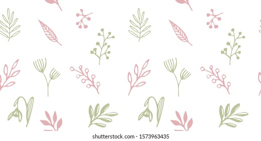 Seamless pattern on a transparent background - vector cute spring and autumn flowers.