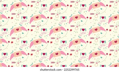 Seamless pattern on transparent background for valentine's day, birthday, women's day, mother's day