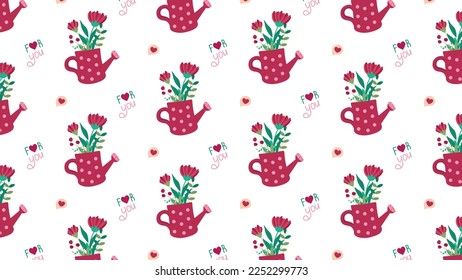 Seamless pattern on transparent background for valentine's day, birthday, women's day, mother's day