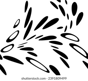 Seamless pattern on a transparent background of black filled drops and their outlines. Vector.
