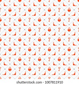 Seamless pattern on Valentines Day. Vector texture with red romantic signs on white background