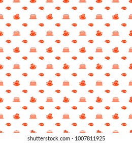 Seamless pattern on Valentines Day. Vector texture with red romantic signs on white background