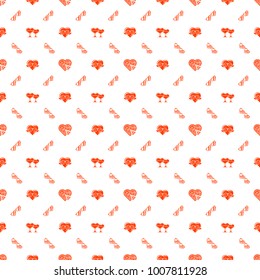 Seamless pattern on Valentines Day. Vector texture with red romantic signs on white background