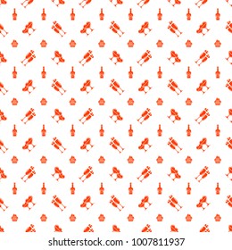 Seamless pattern on Valentines Day. Vector texture with red romantic signs on white background