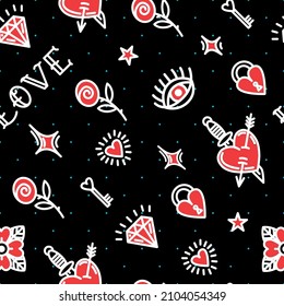 seamless pattern on valentine's day with love symbols. Vector illustration