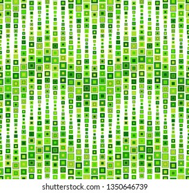 Seamless pattern on a white background.Has the shape of a wave.Consists of geometric elements of square shape in green.Useful as design element for texture and artistic compositions.