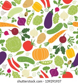 seamless pattern on a white background , vegetables illustrations 