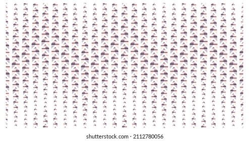 Seamless pattern on white background. Has the shape of a wave. Consists of simple colored geometric forms. Useful as design element for texture and artistic compositions.