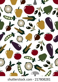 seamless pattern on a white background , vegetables illustrations