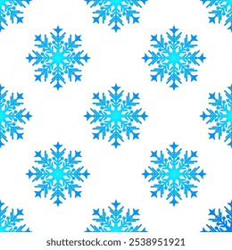 Seamless pattern on a white background with blue snowflakes