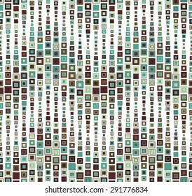 Seamless pattern on a white background. Has the shape of a wave. Consists of geometric elements in color. Useful as design element for texture, pattern and artistic compositions.