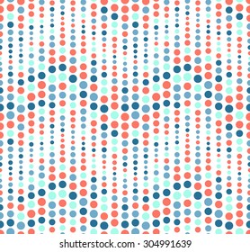 Seamless pattern on white background. Has the shape of a wave. Consists of geometric elements of round shape in color. Useful as design element for texture, pattern and artistic compositions.