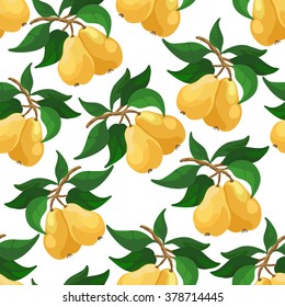Seamless pattern on white background. Vector illustration with pears.