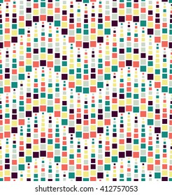 Seamless pattern on a white background. Has the shape of a wave. Consists of geometric elements of square shape in color. Useful as design element for texture, pattern and artistic compositions.