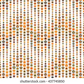 Seamless pattern on a white background. Has the shape of a wave. Consists of geometric elements. The stars of different sizes and colors. Useful as design element.