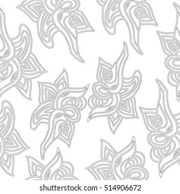 Seamless pattern on a white background. For prints and textile. Adult coloring. Antistress graffiti.