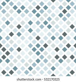 Seamless pattern on a white background of the figures in muted shades of blue. Geometric mosaic.