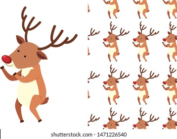 A seamless pattern on white of festive reindeers illustration