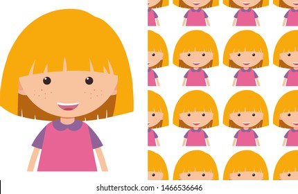 A seamless pattern on white of simple kid characters illustration