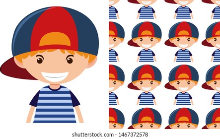 A seamless pattern on white of simple kid characters illustration