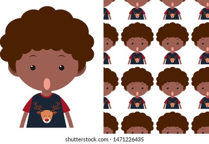 A seamless pattern on white of simple kid characters illustration