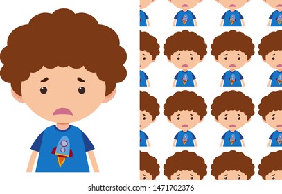 A seamless pattern on white of simple kid characters illustration