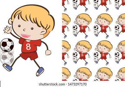 A seamless pattern on white of simple kid characters illustration