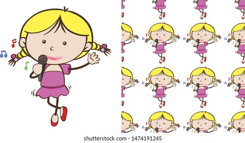A seamless pattern on white of simple kid characters illustration
