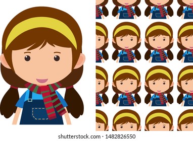 A seamless pattern on white of simple kid characters illustration