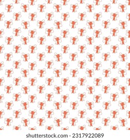 Seamless pattern with one bow on white background3. Doodle vector color illustration.