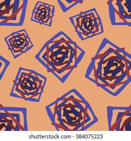 Seamless pattern with one inside the other squares shapes on sand background