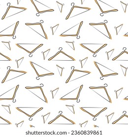 seamless pattern of one line drawing clothes hangers. vector illustration