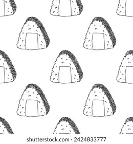 Seamless pattern with onigiri for decorative print, wrapping paper, menu, wallpaper and fabric