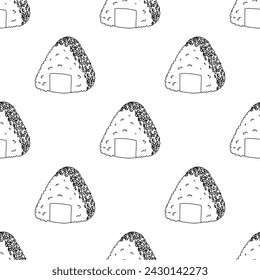 Seamless pattern with onigiri for decorative print, wrapping paper, menu, wallpaper and fabric
