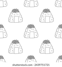Seamless pattern with onigiri for decorative print, wrapping paper, menu, wallpaper and fabric