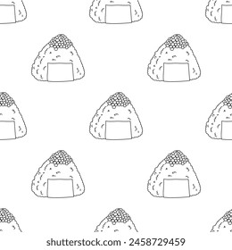 Seamless pattern with onigiri for decorative print, wrapping paper, menu, wallpaper and fabric