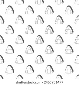Patrón sin costuras con onigiri para impresión decorativa, papel de embalaje, menú, Fondo de pantalla y tela