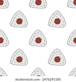 Seamless pattern with onigiri for decorative print, wrapping paper, menu, wallpaper and fabric