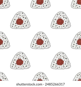 Seamless pattern with onigiri for decorative print, wrapping paper, menu, wallpaper and fabric