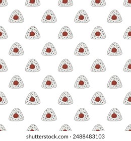 Seamless pattern with onigiri for decorative print, wrapping paper, menu, wallpaper and fabric