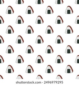 Seamless pattern with onigiri for decorative print, wrapping paper, menu, wallpaper and fabric