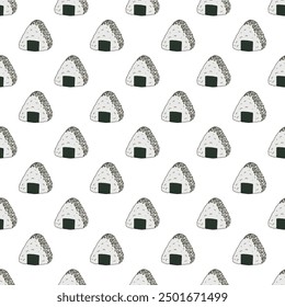 Seamless pattern with onigiri for decorative print, wrapping paper, menu, wallpaper and fabric